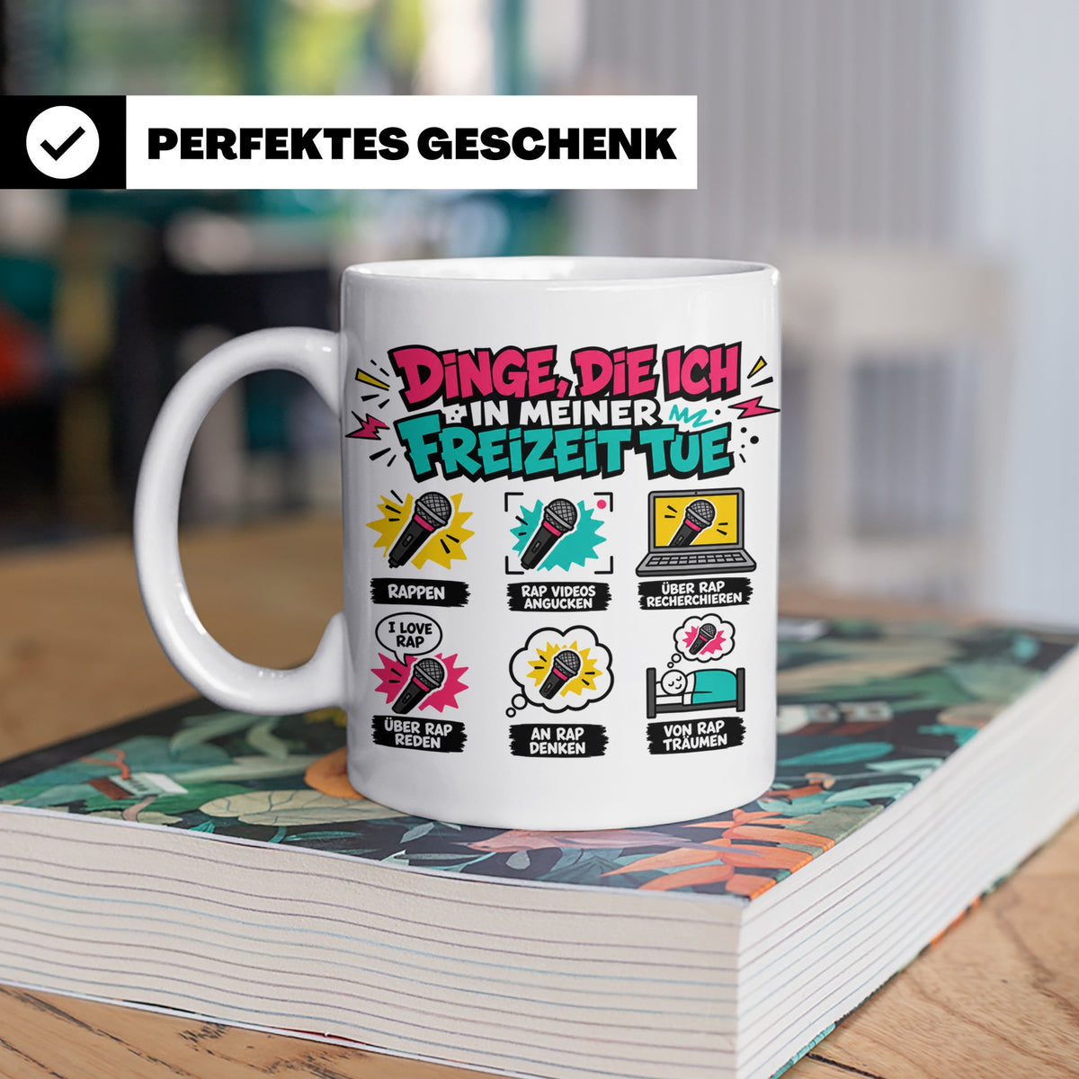Rapper Tasse mit Spruch Dinge die ich tue | lustige Hip Hop  – Weiß [farbe:weiß]