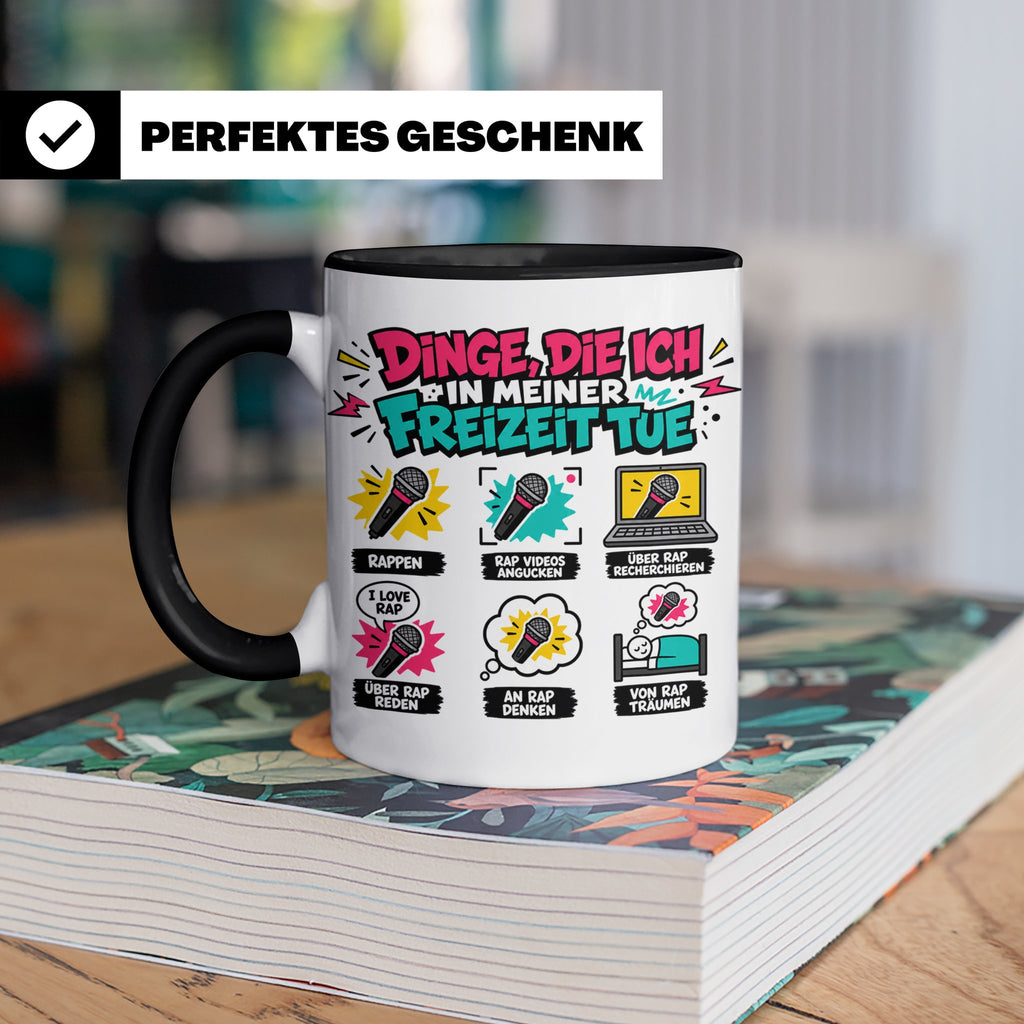 Rapper Tasse mit Spruch Dinge die ich tue | lustige Hip Hop  – Schwarz [farbe:schwarz]