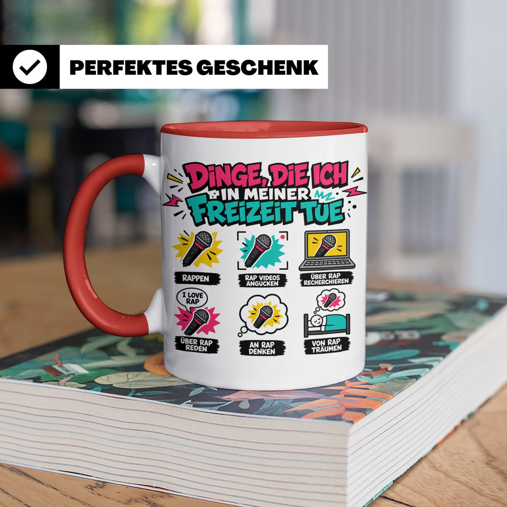 Rapper Tasse mit Spruch Dinge die ich tue | lustige Hip Hop  – Rot [farbe:rot]