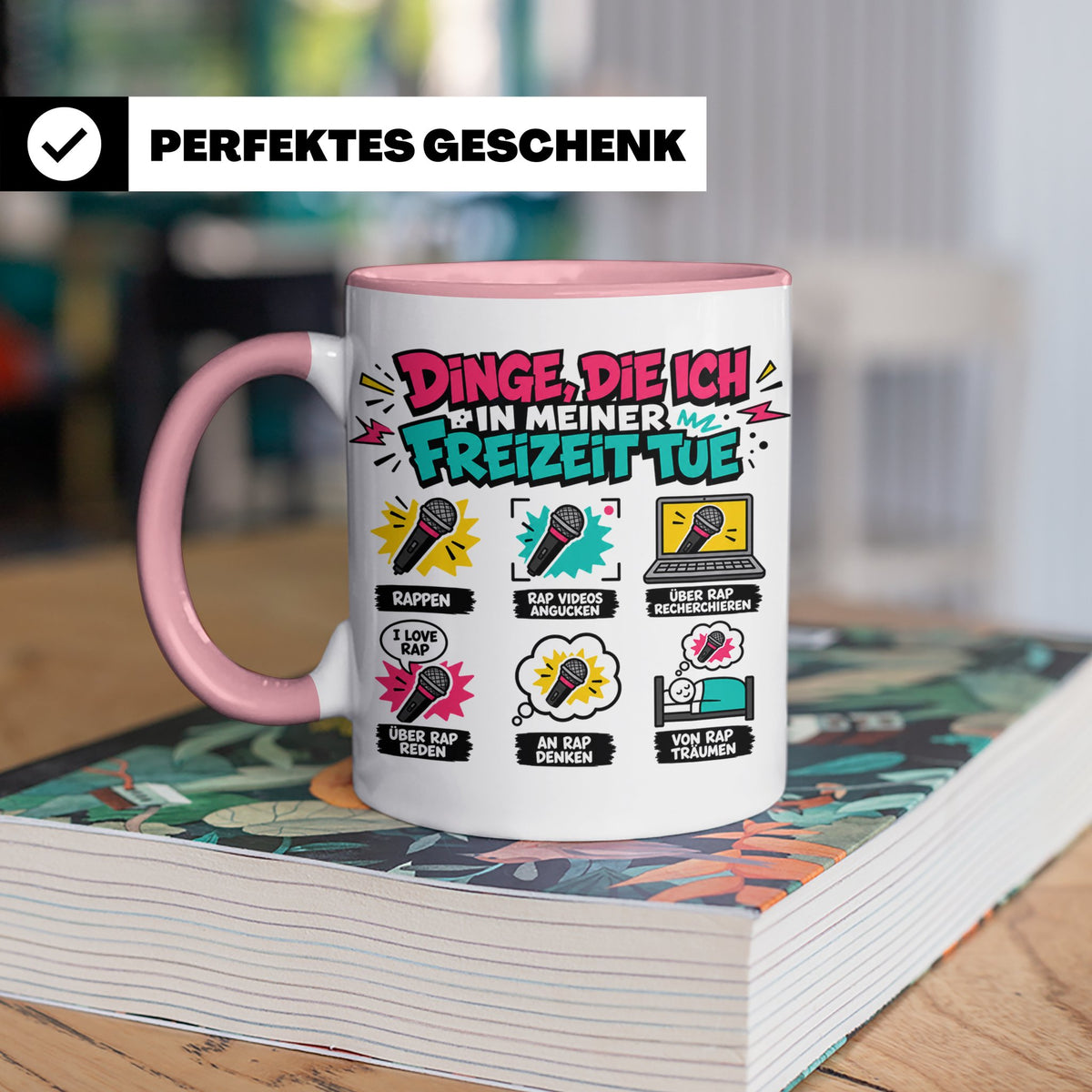 Rapper Tasse mit Spruch Dinge die ich tue | lustige Hip Hop  – Rosa [farbe:rosa]