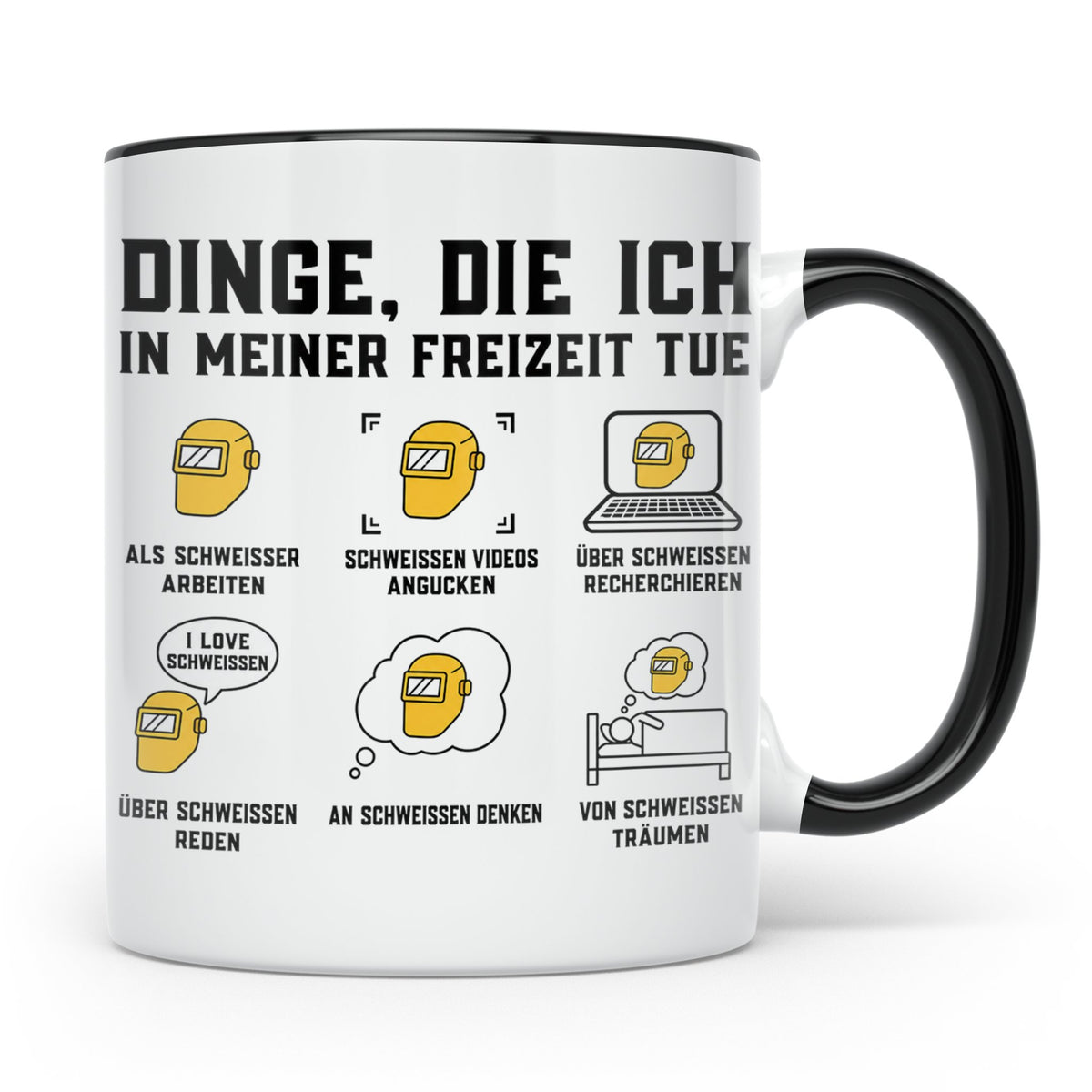 Schweißer Tasse mit Spruch Dinge die ich tue lustiges Gesche – Schwarz [farbe:schwarz]