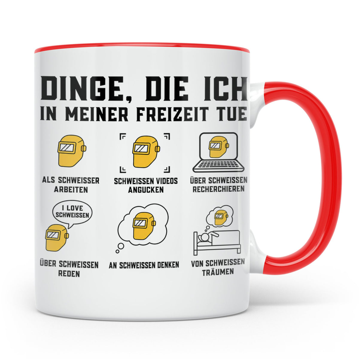Schweißer Tasse mit Spruch Dinge die ich tue lustiges Gesche – Rot [farbe:rot]