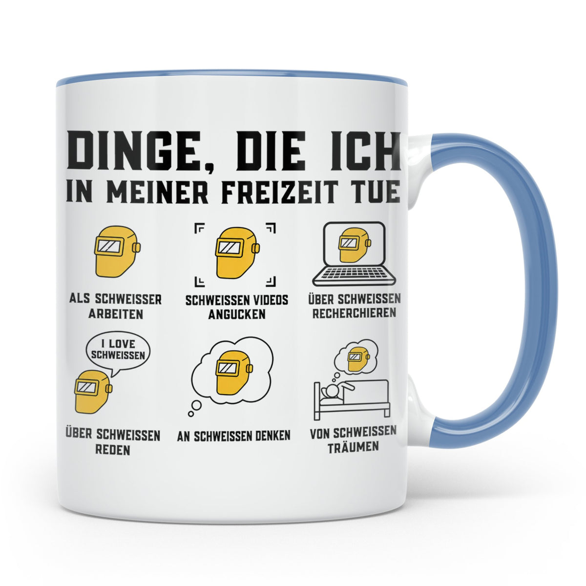 Schweißer Tasse mit Spruch Dinge die ich tue lustiges Gesche – Blau [farbe:blau]