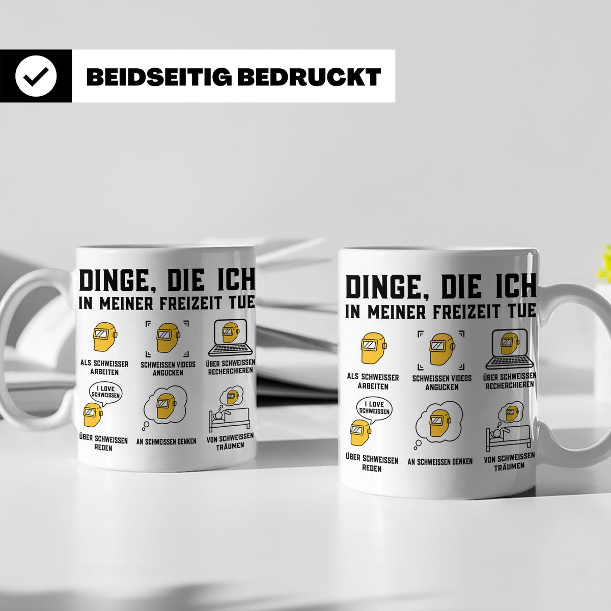 Schweißer Tasse mit Spruch Dinge die ich tue lustiges Gesche – Weiß [farbe:weiß]