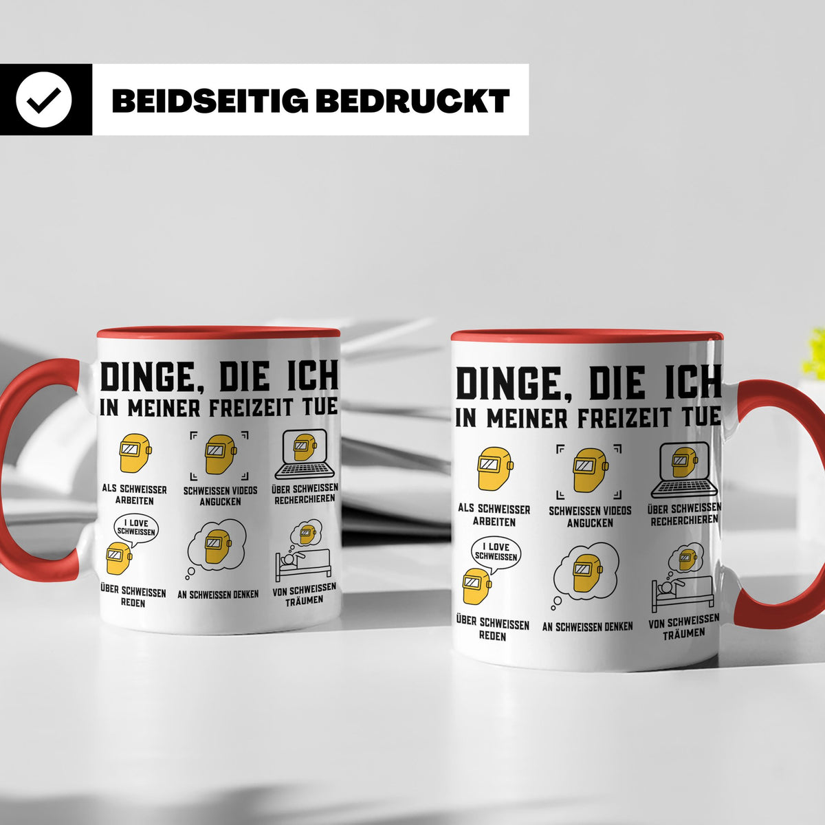 Schweißer Tasse mit Spruch Dinge die ich tue lustiges Gesche – Rot [farbe:rot]