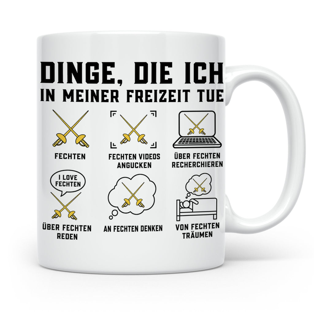 Fechter Tasse Dinge die ich in meiner Freizeit tue, lustiger – Weiß [farbe:weiß]