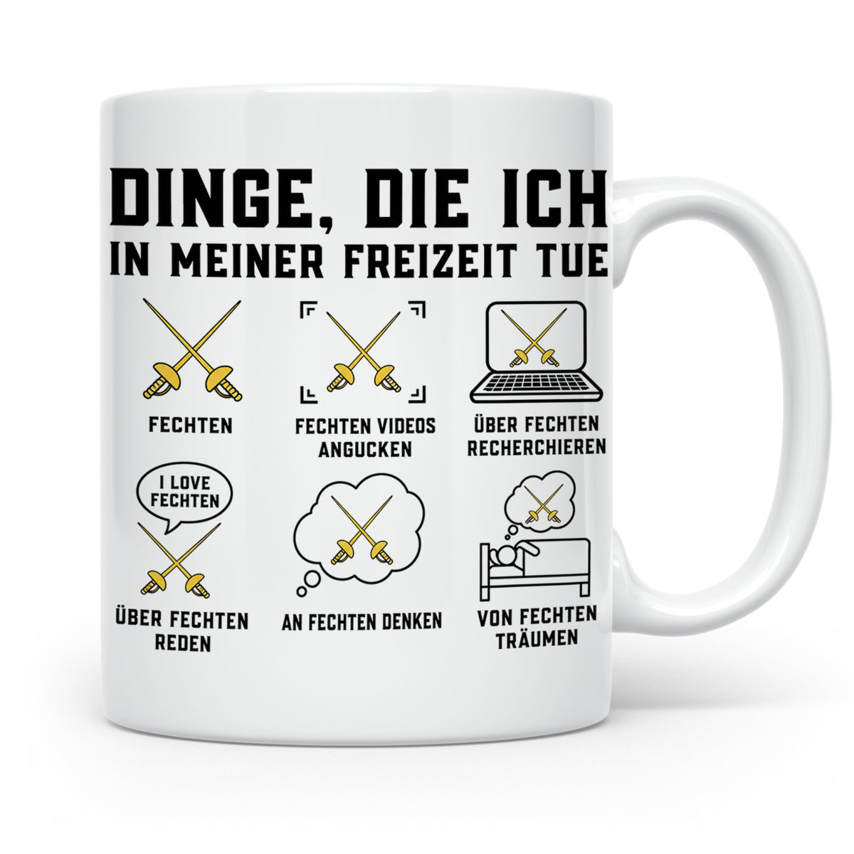 Fechter Tasse Dinge die ich in meiner Freizeit tue, lustiger – Weiß [farbe:weiß]