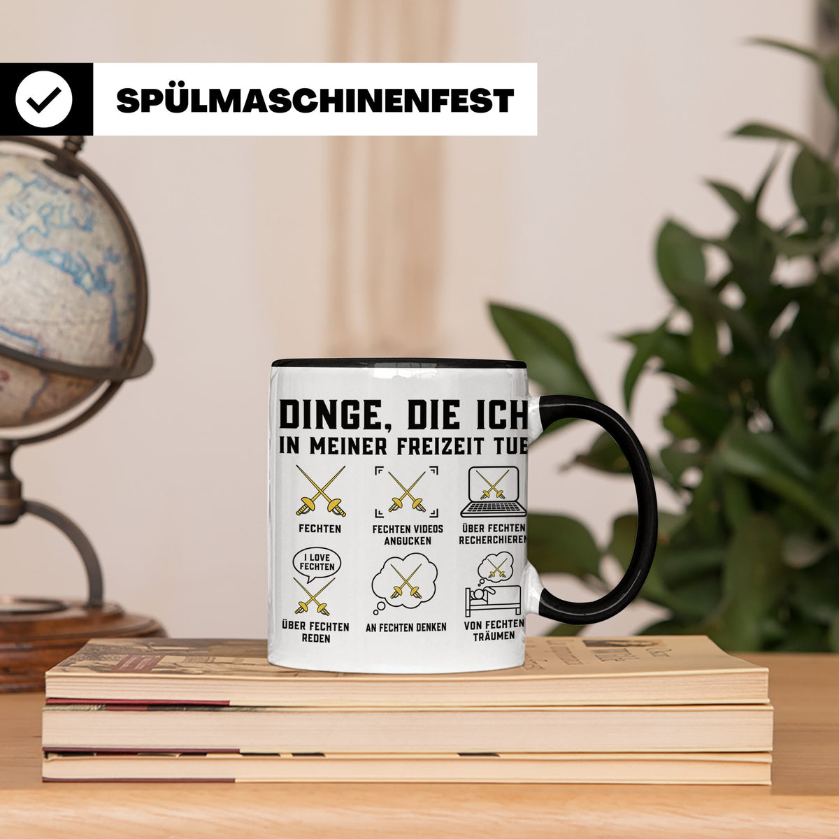 Fechter Tasse Dinge die ich in meiner Freizeit tue, lustiger – Schwarz [farbe:schwarz]