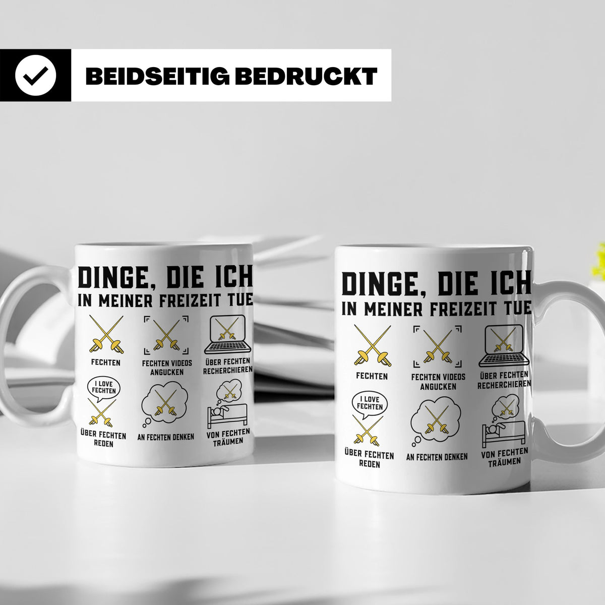 Fechter Tasse Dinge die ich in meiner Freizeit tue, lustiger – Weiß [farbe:weiß]