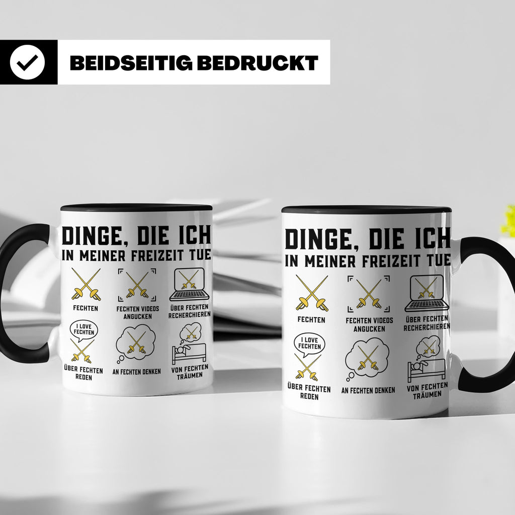 Fechter Tasse Dinge die ich in meiner Freizeit tue, lustiger – Schwarz [farbe:schwarz]