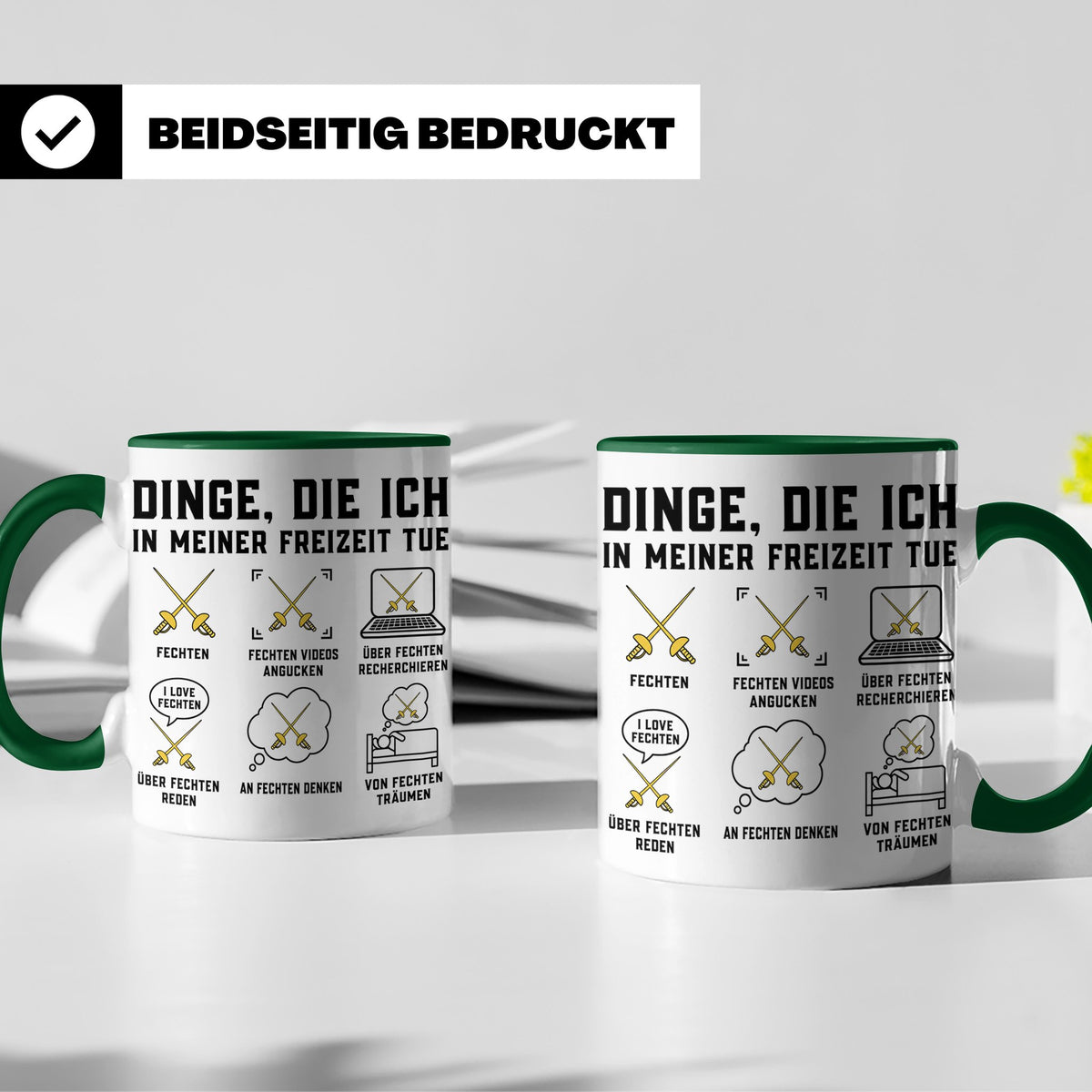 Fechter Tasse Dinge die ich in meiner Freizeit tue, lustiger – Grün [farbe:grün]