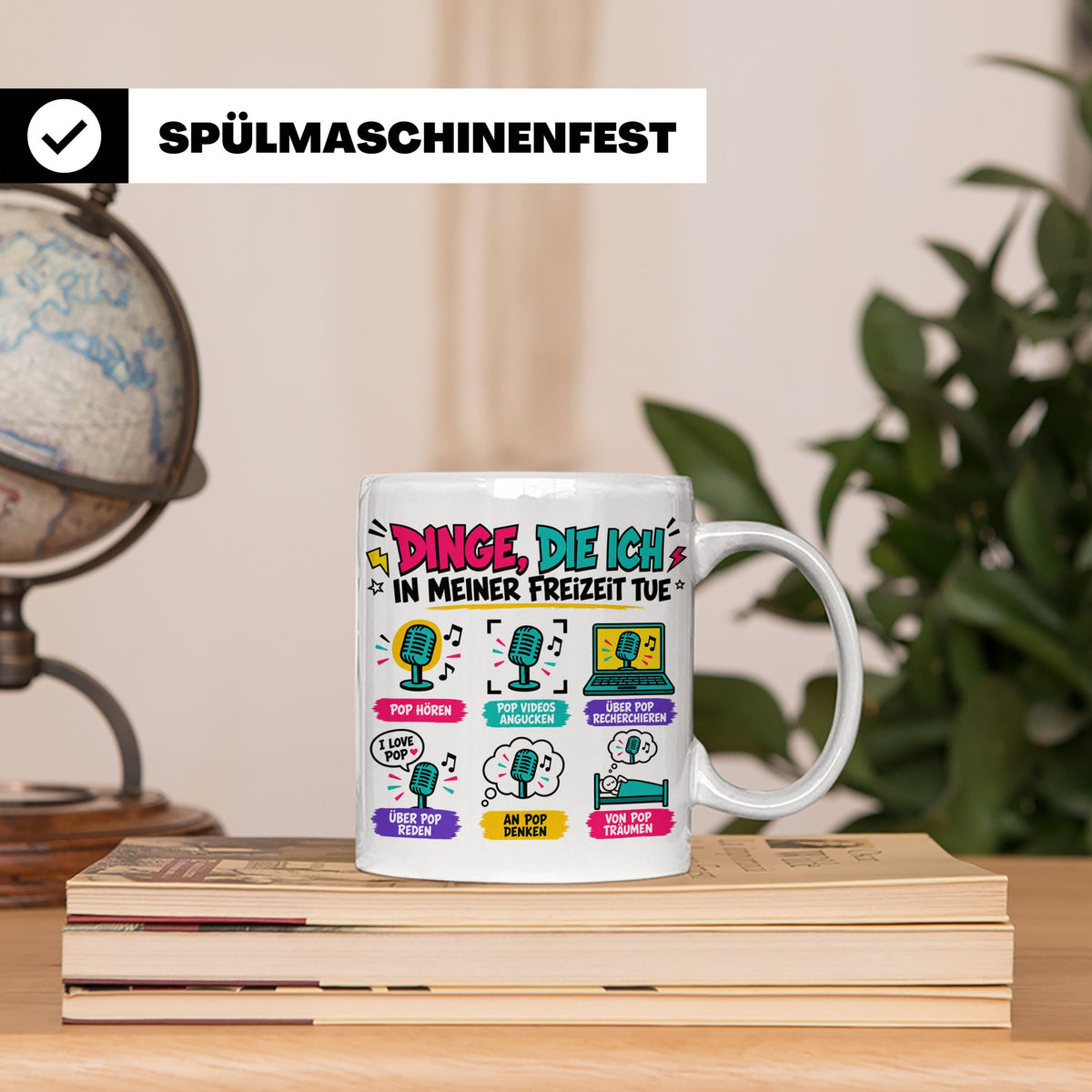 Pop Musik Fan Tasse mit Spruch "Dinge die ich in meiner Frei – Weiß [farbe:weiß]