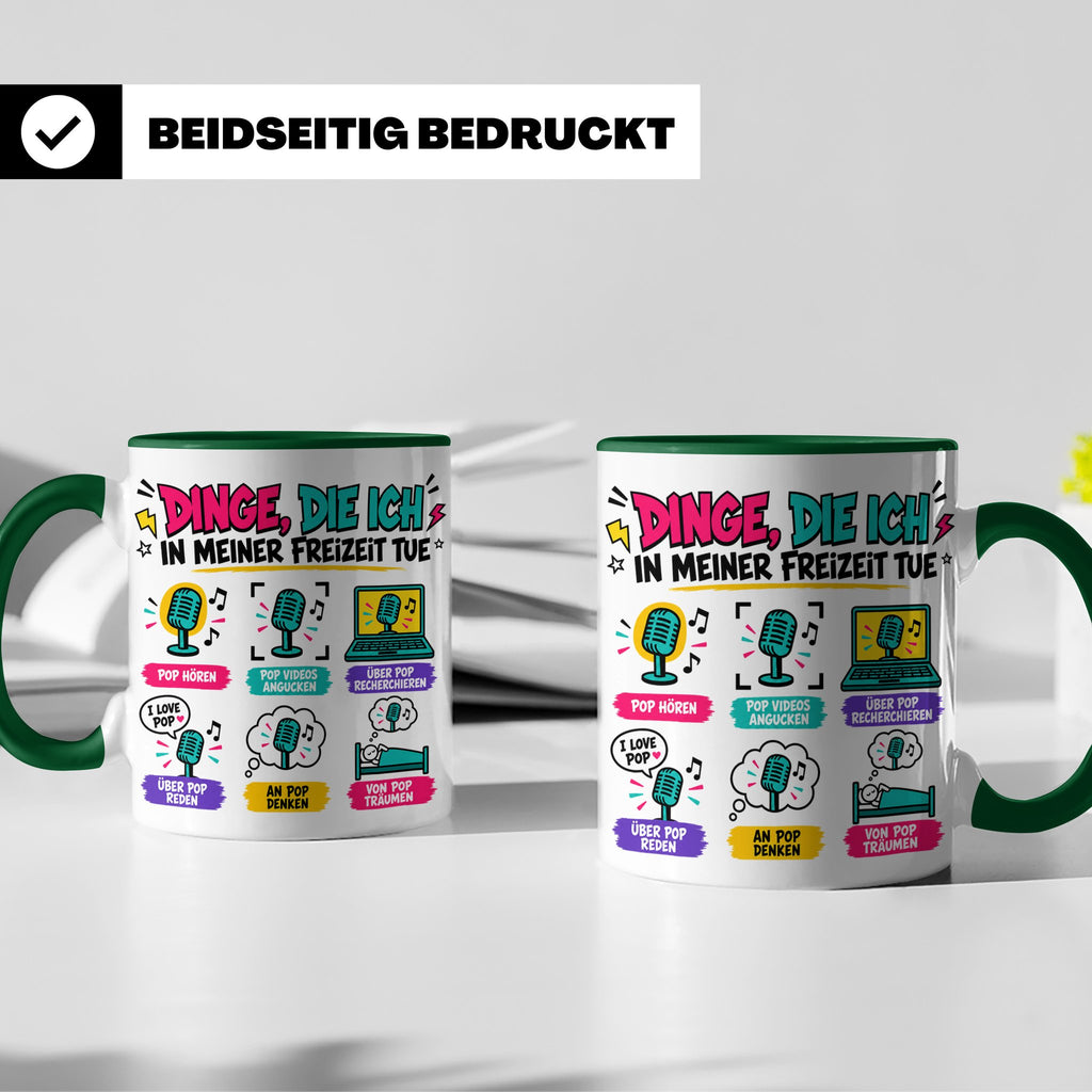 Pop Musik Fan Tasse mit Spruch "Dinge die ich in meiner Frei – Grün [farbe:grün]