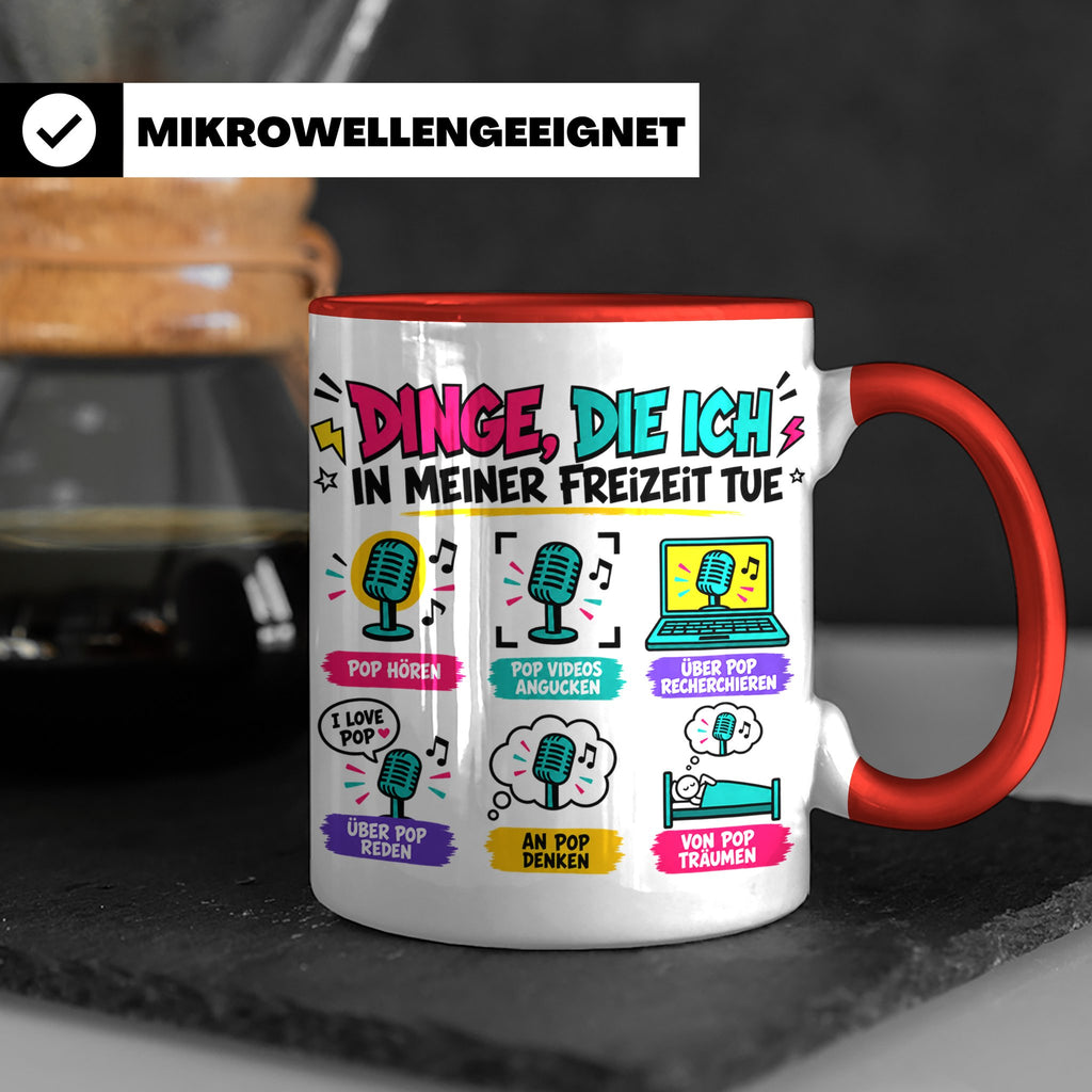 Pop Musik Fan Tasse mit Spruch "Dinge die ich in meiner Frei – Rot [farbe:rot]