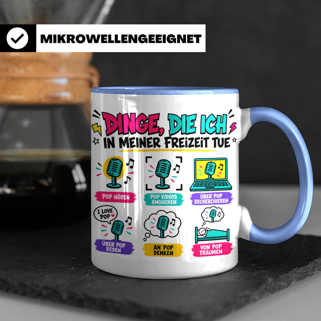 Pop Musik Fan Tasse mit Spruch "Dinge die ich in meiner Frei – Blau [farbe:blau]