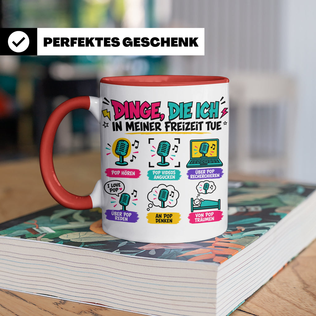 Pop Musik Fan Tasse mit Spruch "Dinge die ich in meiner Frei – Rot [farbe:rot]