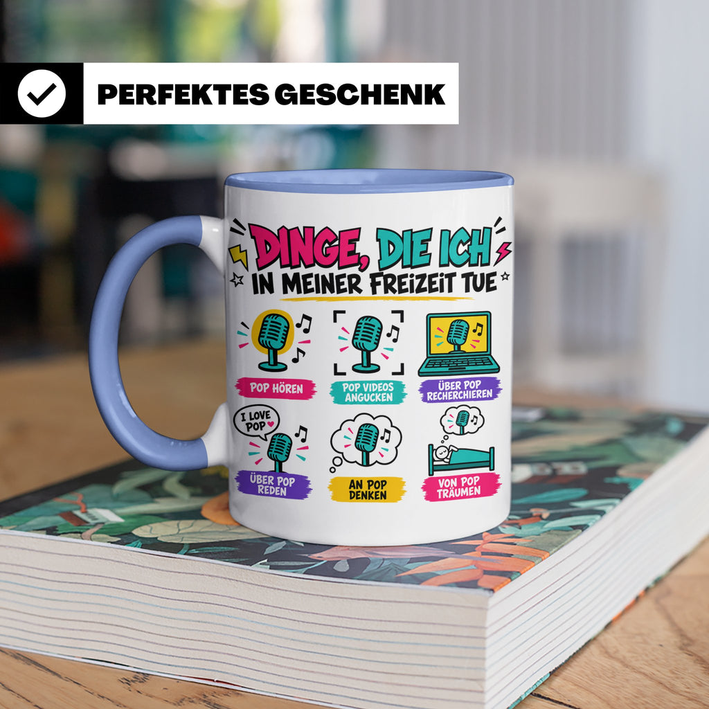 Pop Musik Fan Tasse mit Spruch "Dinge die ich in meiner Frei – Blau [farbe:blau]