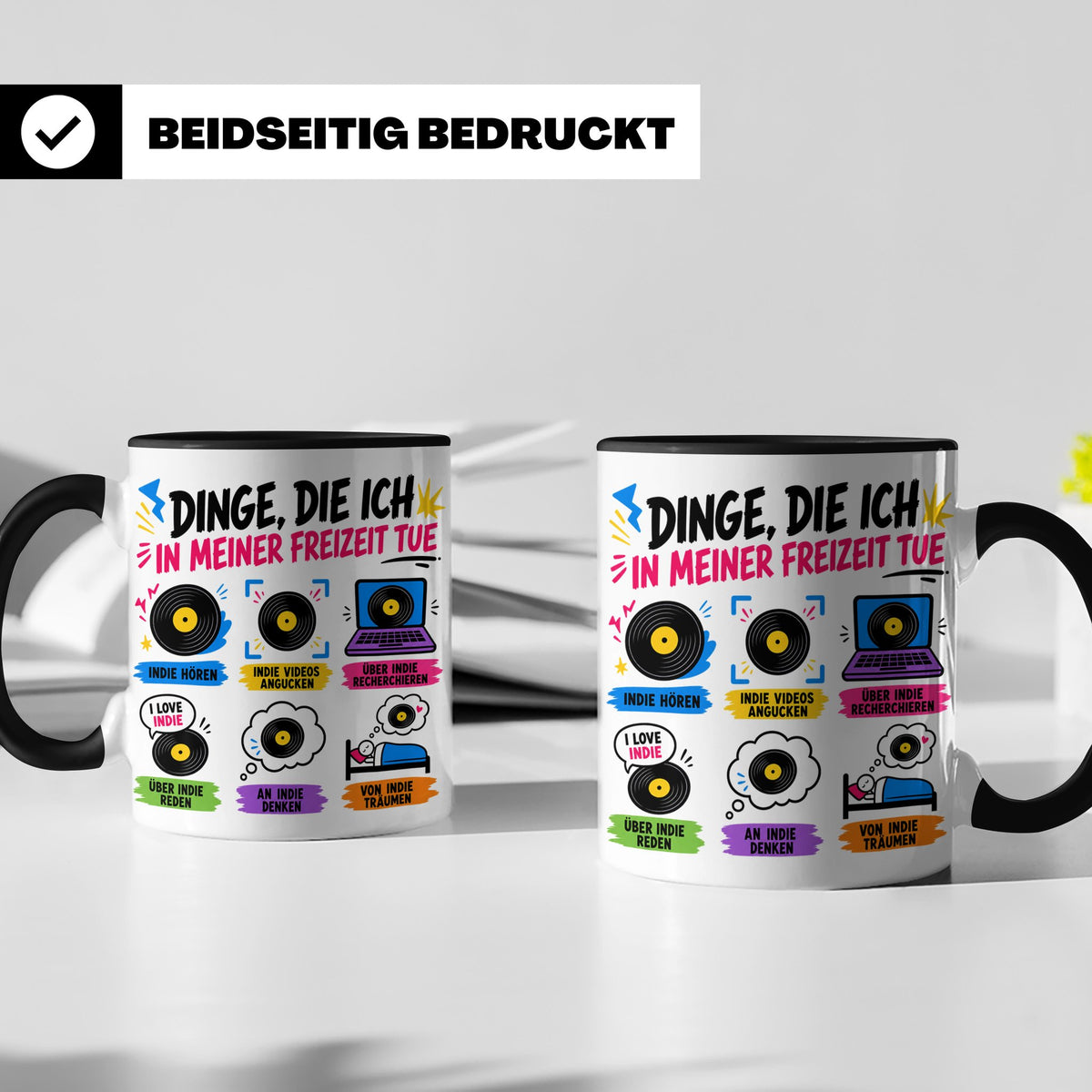 Indie Musik Tasse Spruch 'Dinge die ich tue' für Fans, Schal – Schwarz [farbe:schwarz]