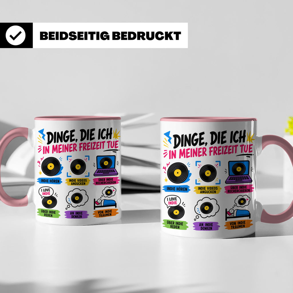 Indie Musik Tasse Spruch 'Dinge die ich tue' für Fans, Schal – Rosa [farbe:rosa]