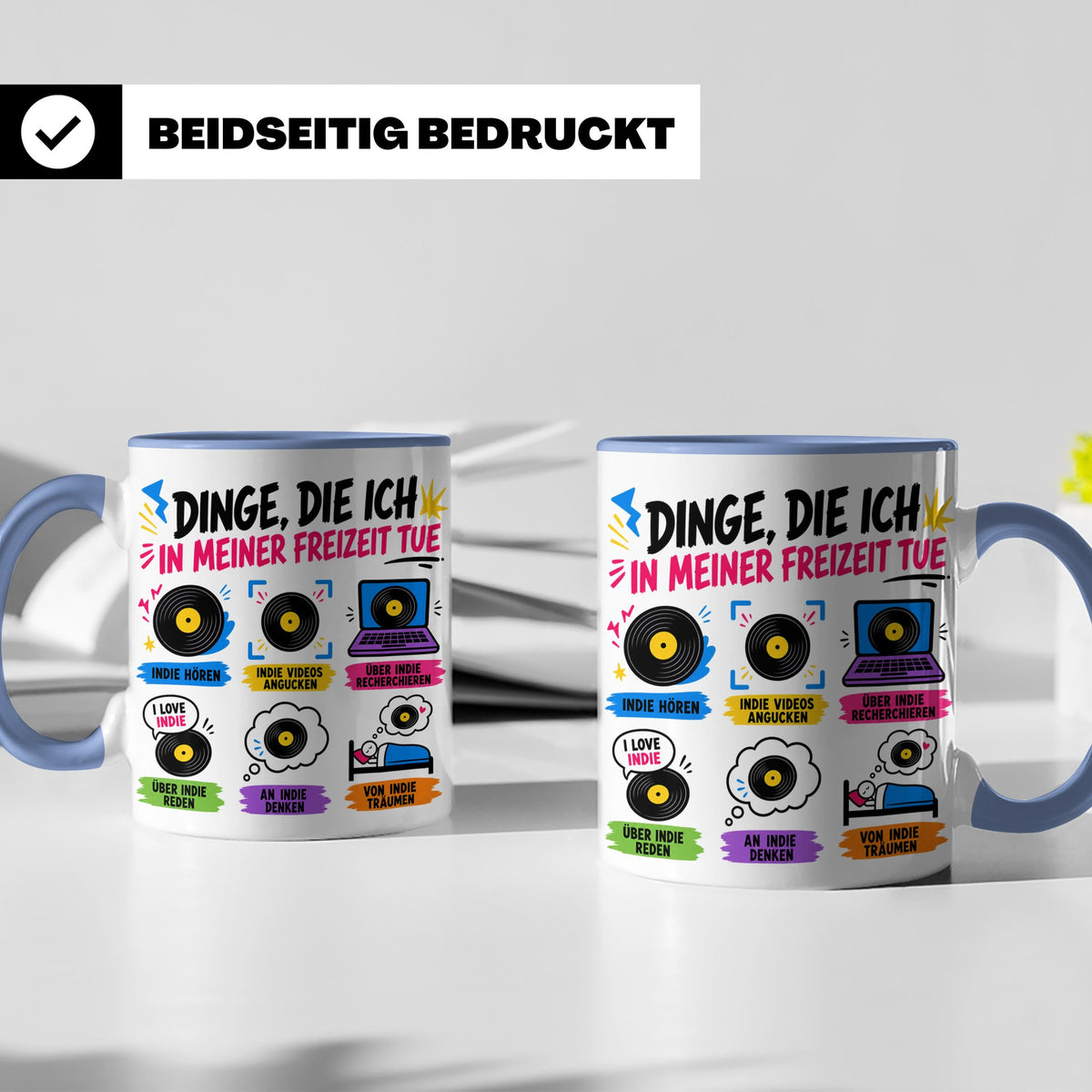 Indie Musik Tasse Spruch 'Dinge die ich tue' für Fans, Schal – Blau [farbe:blau]