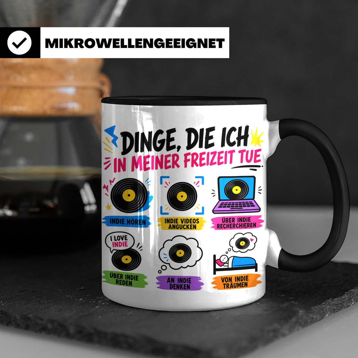 Indie Musik Tasse Spruch 'Dinge die ich tue' für Fans, Schal – Schwarz [farbe:schwarz]