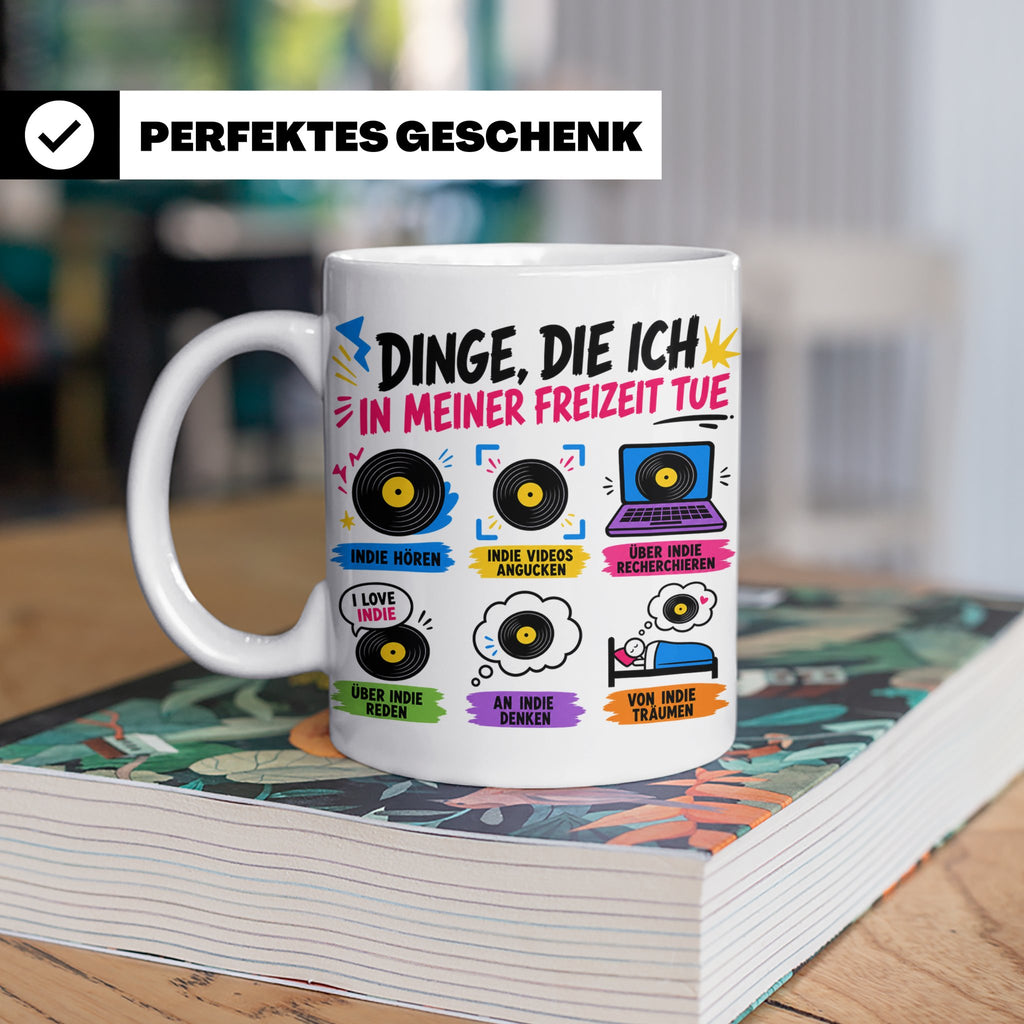 Indie Musik Tasse Spruch 'Dinge die ich tue' für Fans, Schal – Weiß [farbe:weiß]