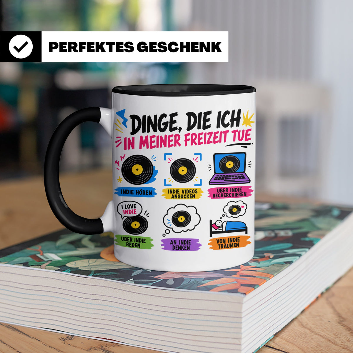 Indie Musik Tasse Spruch 'Dinge die ich tue' für Fans, Schal – Schwarz [farbe:schwarz]