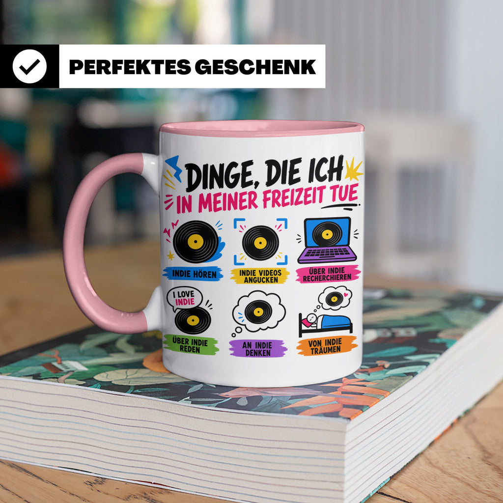 Indie Musik Tasse Spruch 'Dinge die ich tue' für Fans, Schal – Rosa [farbe:rosa]