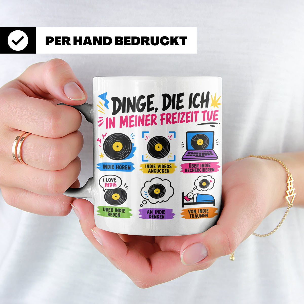 Indie Musik Tasse Spruch 'Dinge die ich tue' für Fans, Schal – Weiß [farbe:weiß]