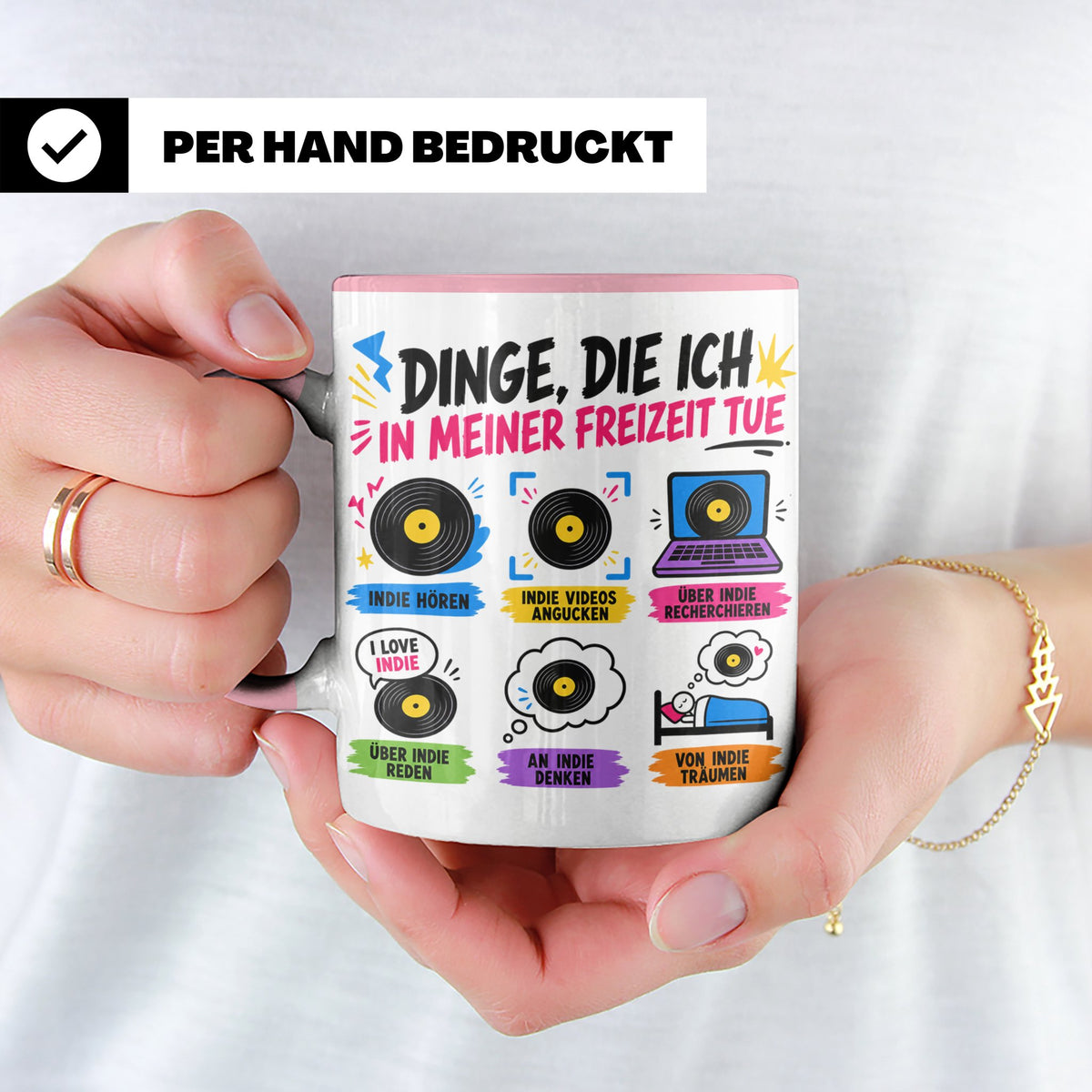 Indie Musik Tasse Spruch 'Dinge die ich tue' für Fans, Schal – Rosa [farbe:rosa]