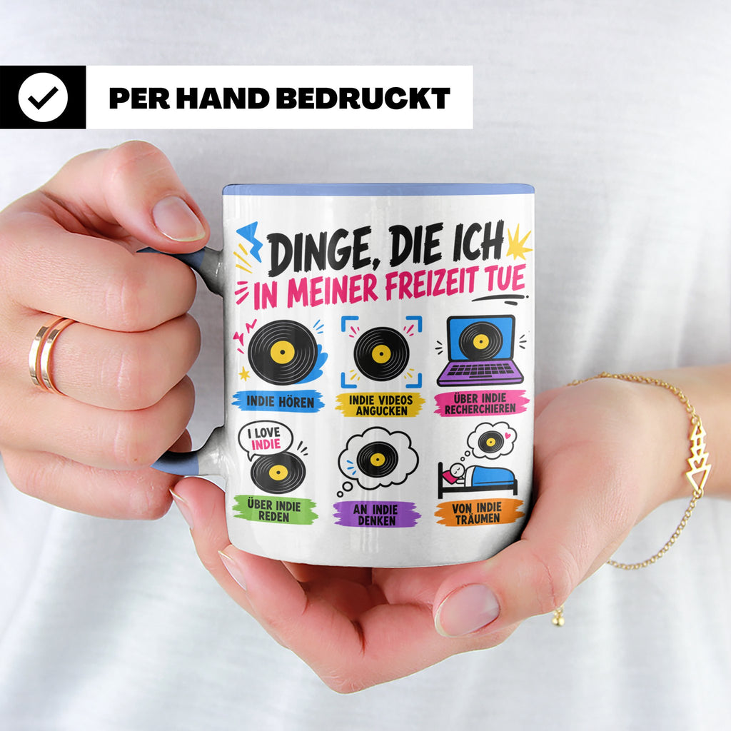 Indie Musik Tasse Spruch 'Dinge die ich tue' für Fans, Schal – Blau [farbe:blau]