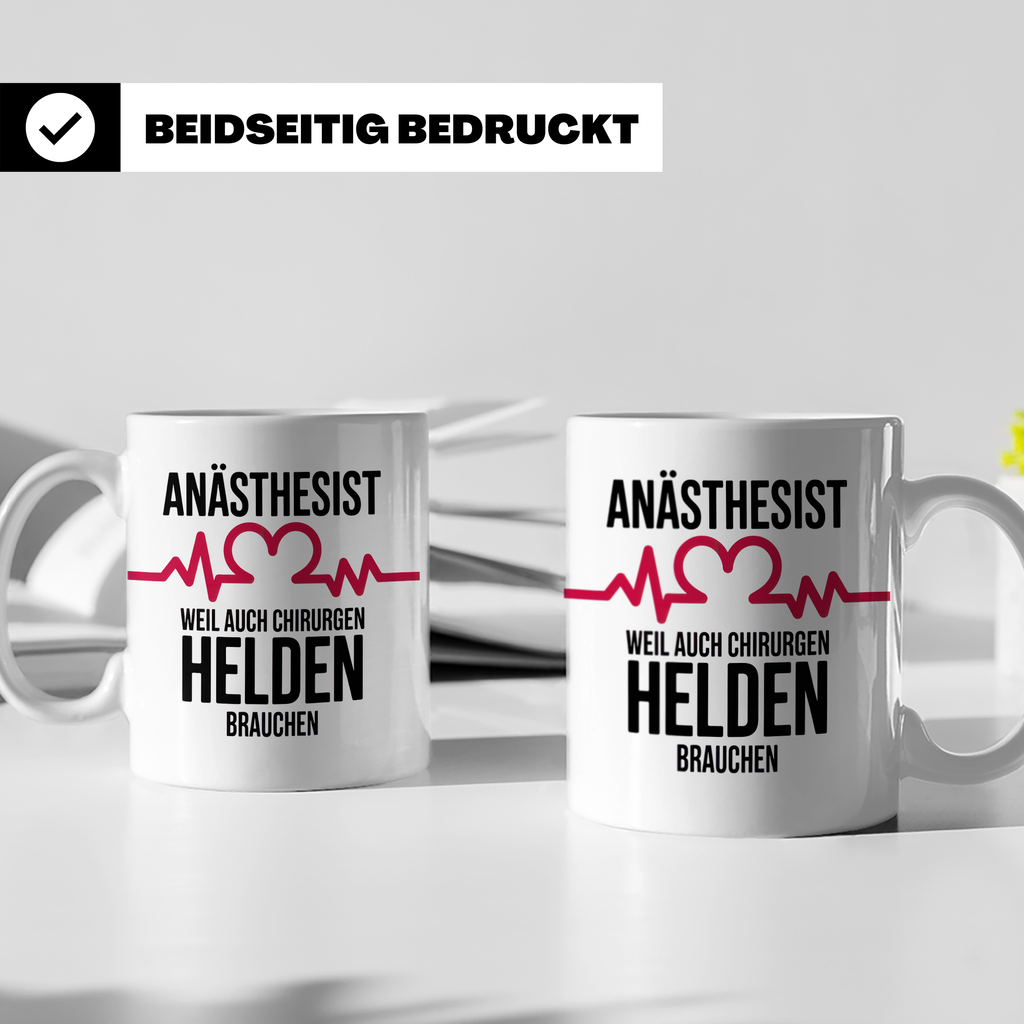Anästhesist Tasse - Weil auch Chirurgen Helden brauchen! Nar – Weiß [farbe:weiß]