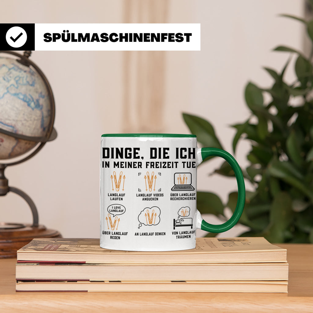 Langlauf Tasse Dinge die ich tue | Lustiger Spruch für Langl – Grün [farbe:grün]