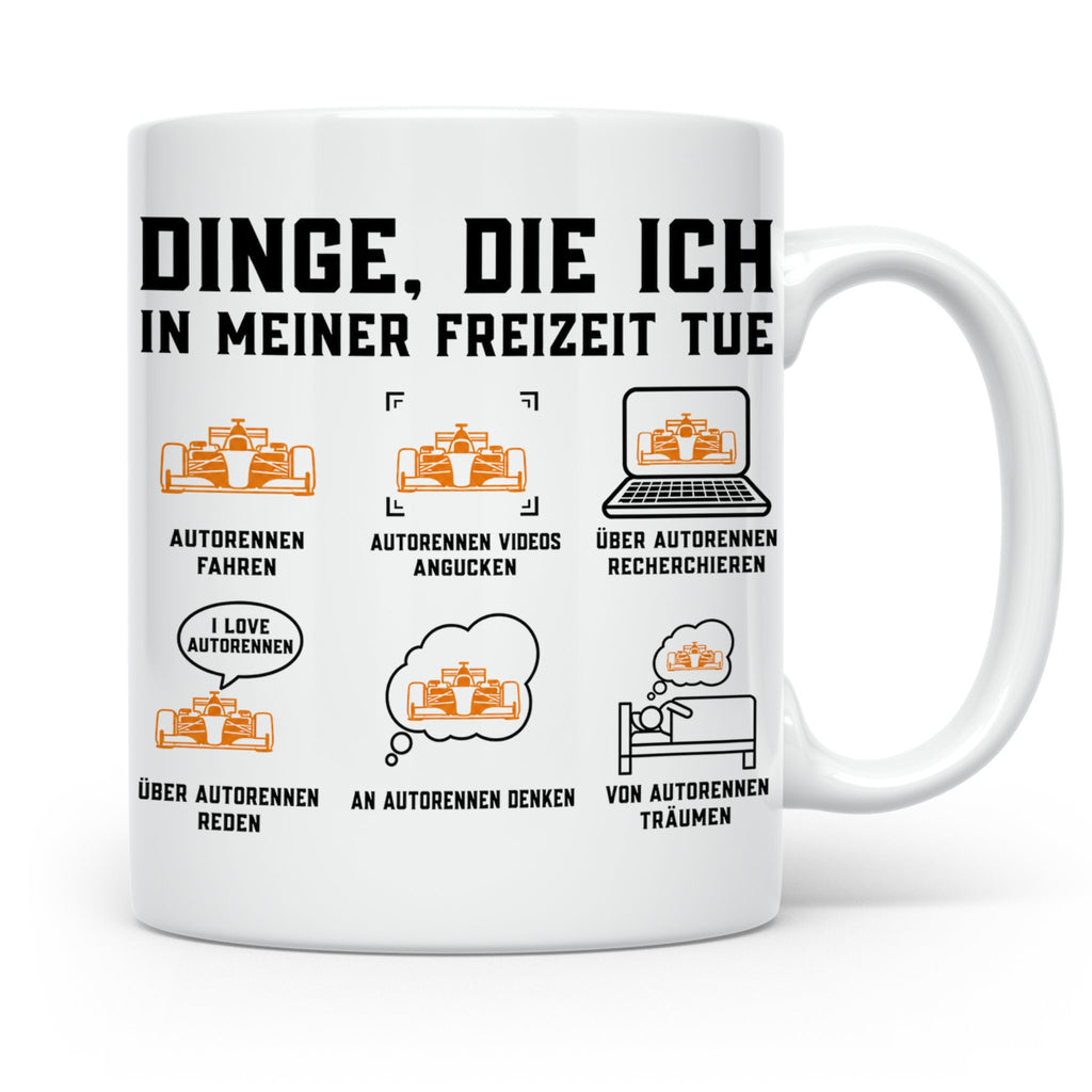 Autorennen Tasse Dinge die ich in meiner Freizeit tue, lusti – Weiß [farbe:weiß]