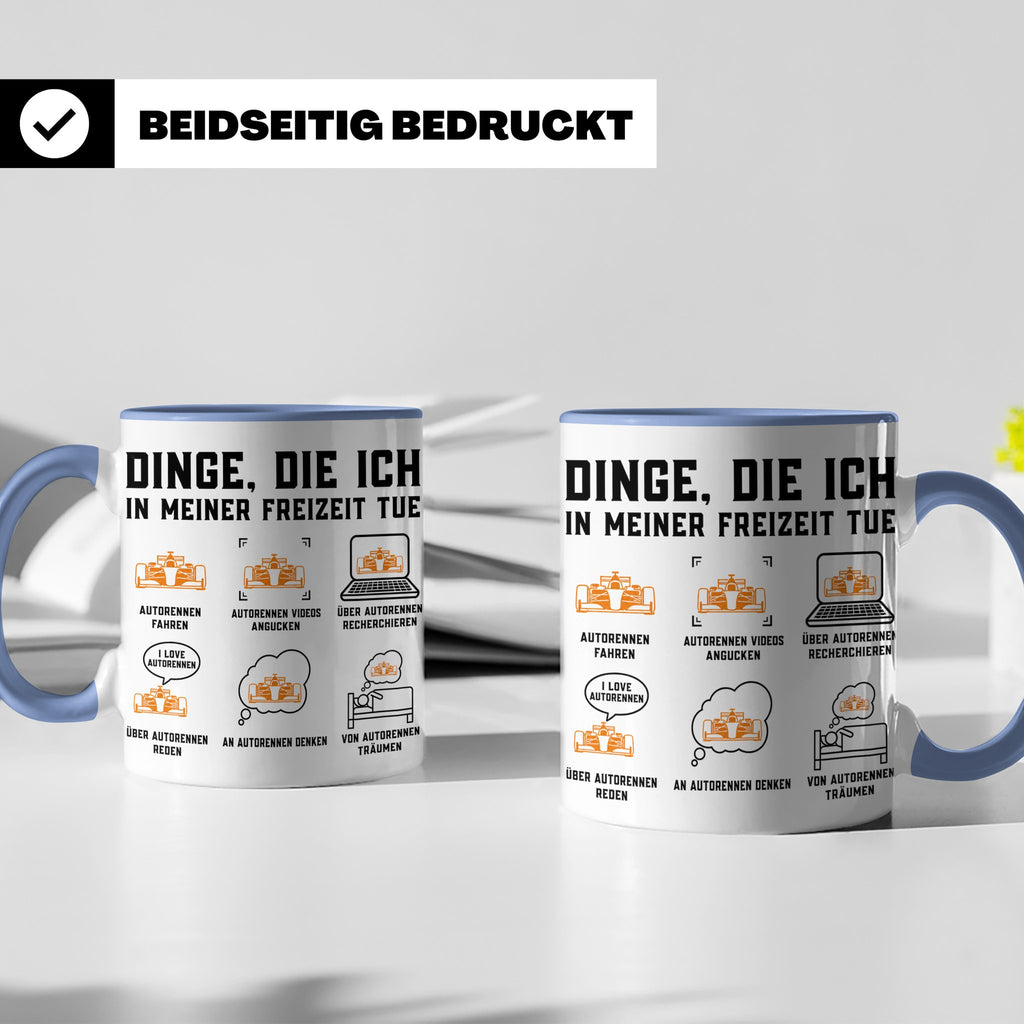 Autorennen Tasse Dinge die ich in meiner Freizeit tue, lusti – Blau [farbe:blau]