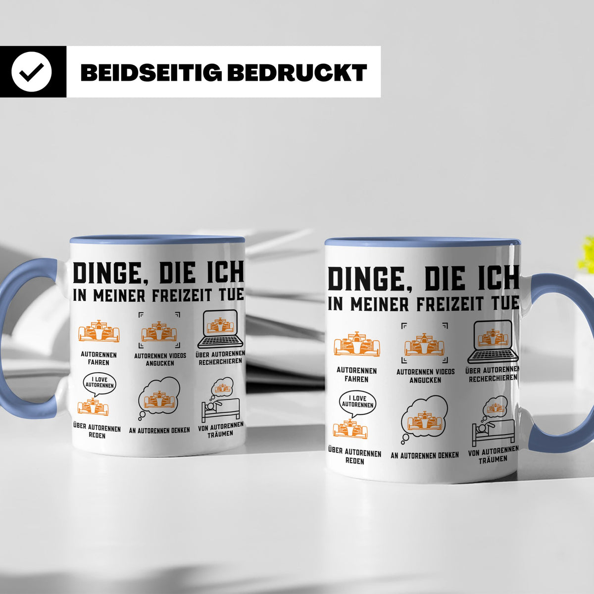 Autorennen Tasse Dinge die ich in meiner Freizeit tue, lusti – Blau [farbe:blau]