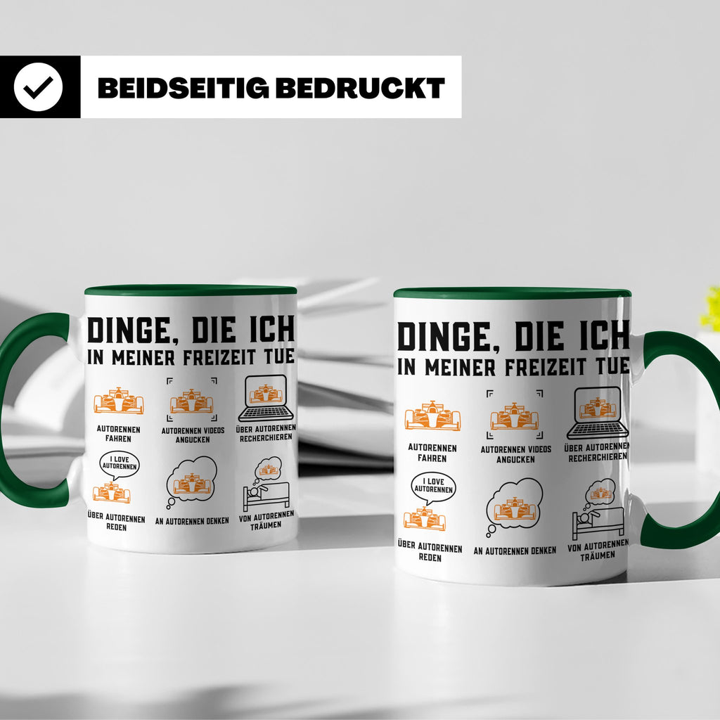 Autorennen Tasse Dinge die ich in meiner Freizeit tue, lusti – Grün [farbe:grün]