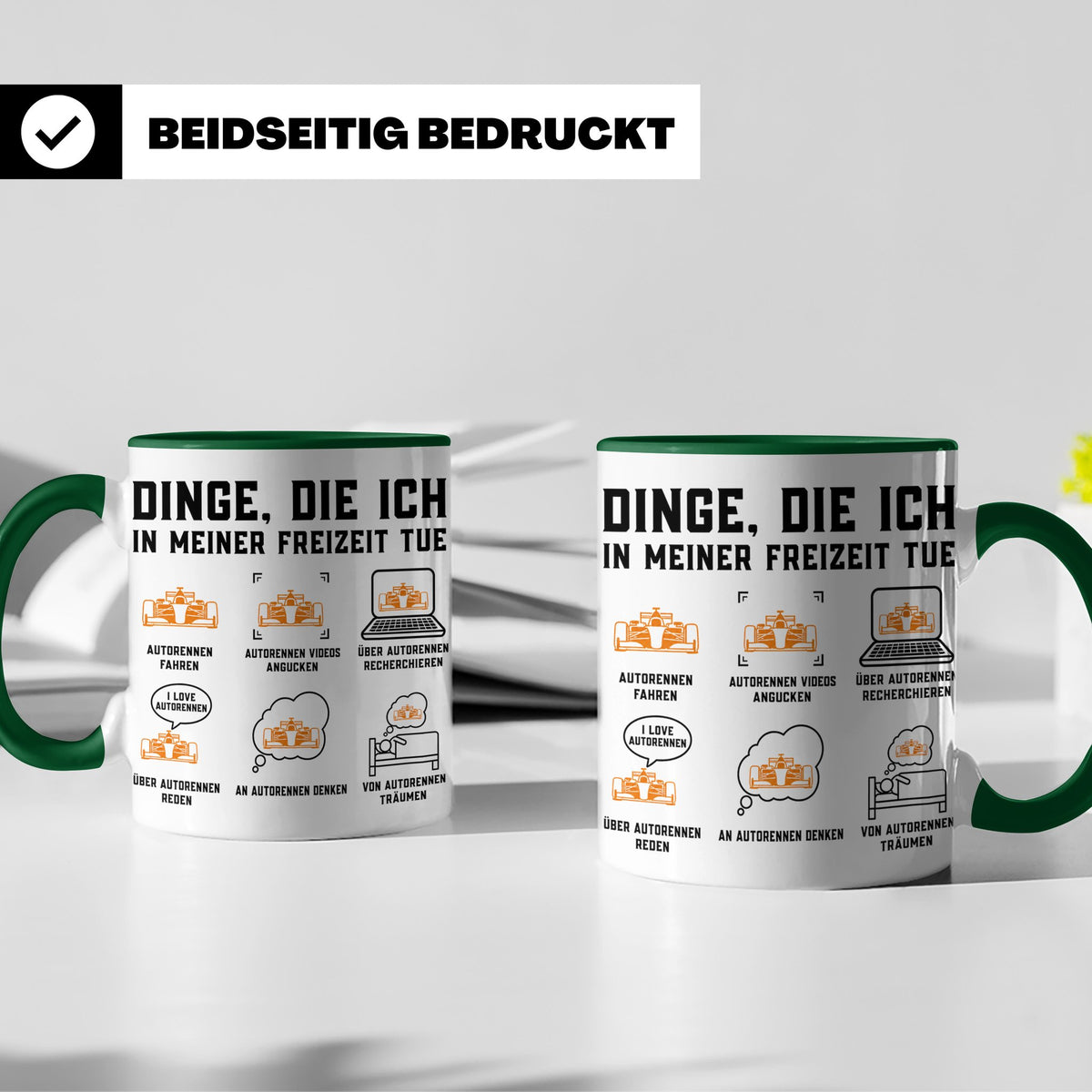 Autorennen Tasse Dinge die ich in meiner Freizeit tue, lusti – Grün [farbe:grün]