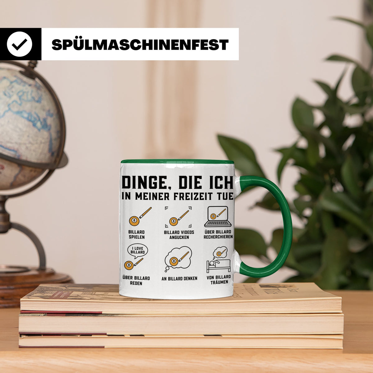 Billard Tasse "Dinge die ich tue" lustiges Geschenk für Bill – Grün [farbe:grün]