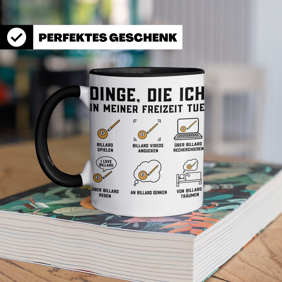 Billard Tasse "Dinge die ich tue" lustiges Geschenk für Bill – Schwarz [farbe:schwarz]