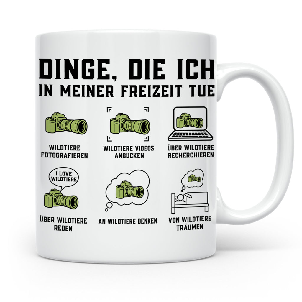 Wildtierfotografie Tasse lustiger Spruch, Dinge die ich in m – Weiß [farbe:weiß]
