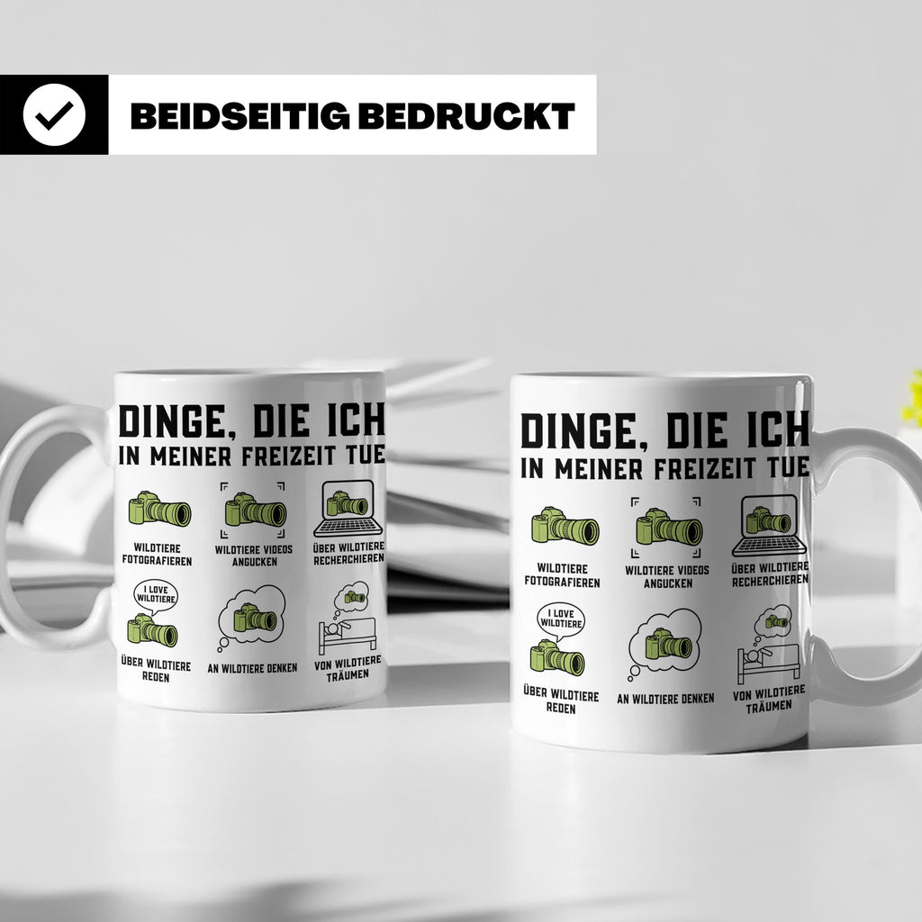 Wildtierfotografie Tasse lustiger Spruch, Dinge die ich in m – Weiß [farbe:weiß]