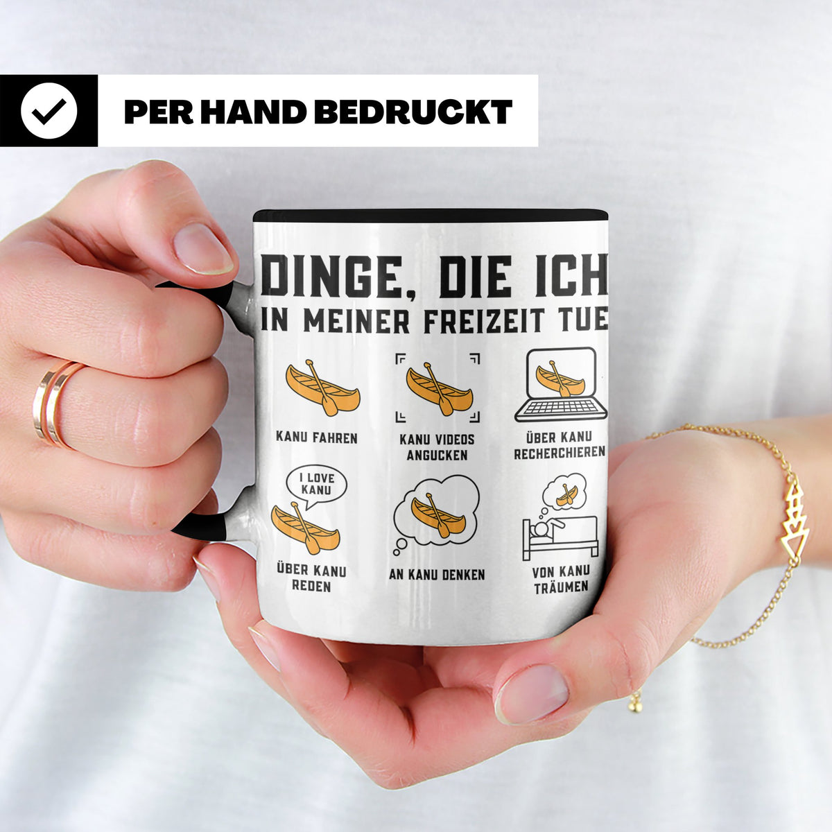 Kanu Tasse Spruch Dinge die ich tue | Geschenk für Kanute Pa – Schwarz [farbe:schwarz]