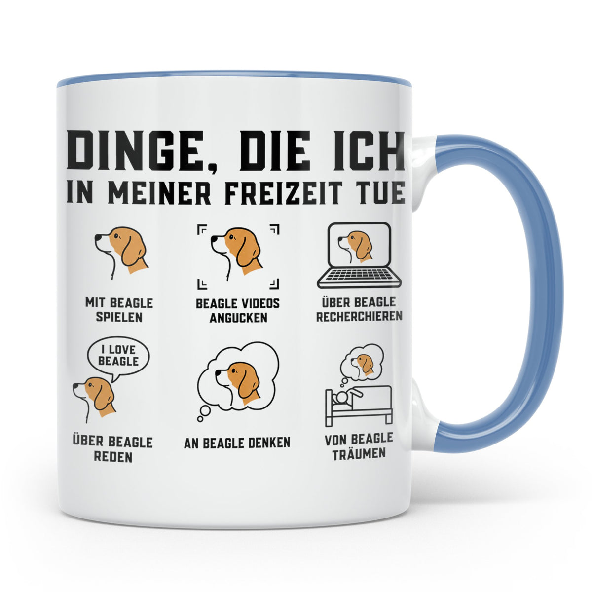 Beagle Tasse Spruch 'Dinge die ich tue' für Beagle Mama & Pa – Blau [farbe:blau]