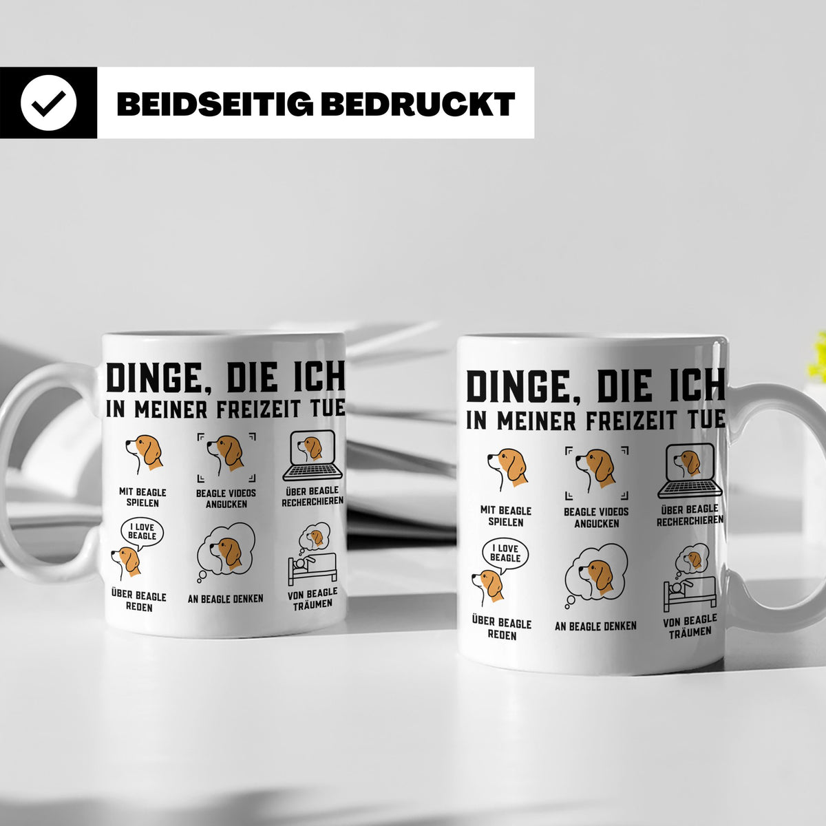 Beagle Tasse Spruch 'Dinge die ich tue' für Beagle Mama & Pa – Weiß [farbe:weiß]