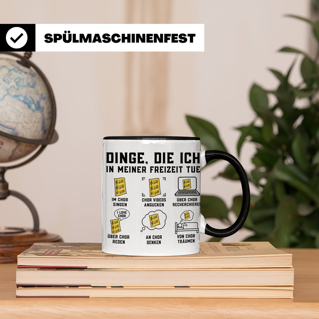 Chor Tasse mit Spruch Dinge die ich in meiner Freizeit tue | – Schwarz [farbe:schwarz]