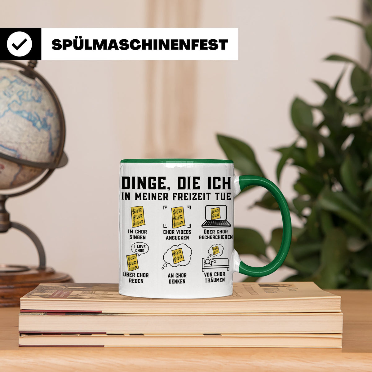 Chor Tasse mit Spruch Dinge die ich in meiner Freizeit tue | – Grün [farbe:grün]