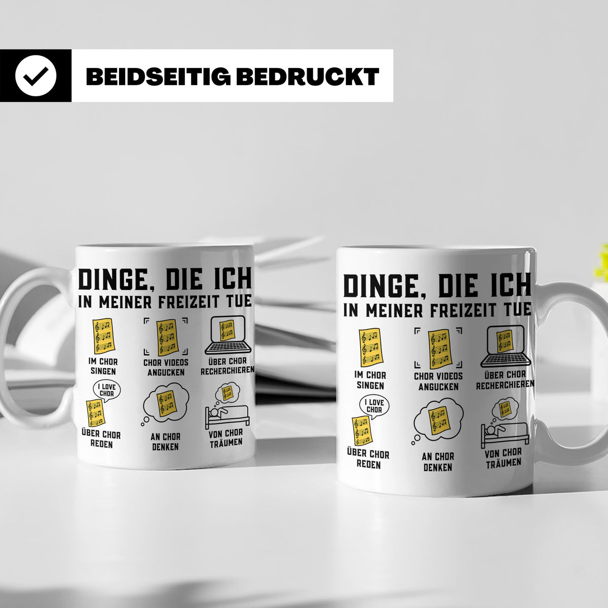 Chor Tasse mit Spruch Dinge die ich in meiner Freizeit tue | – Weiß [farbe:weiß]