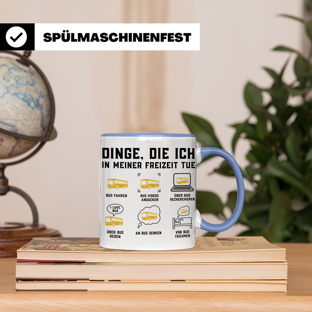 Busfahrer Tasse Dinge die ich tue lustiger Spruch, Geschenk  – Blau [farbe:blau]