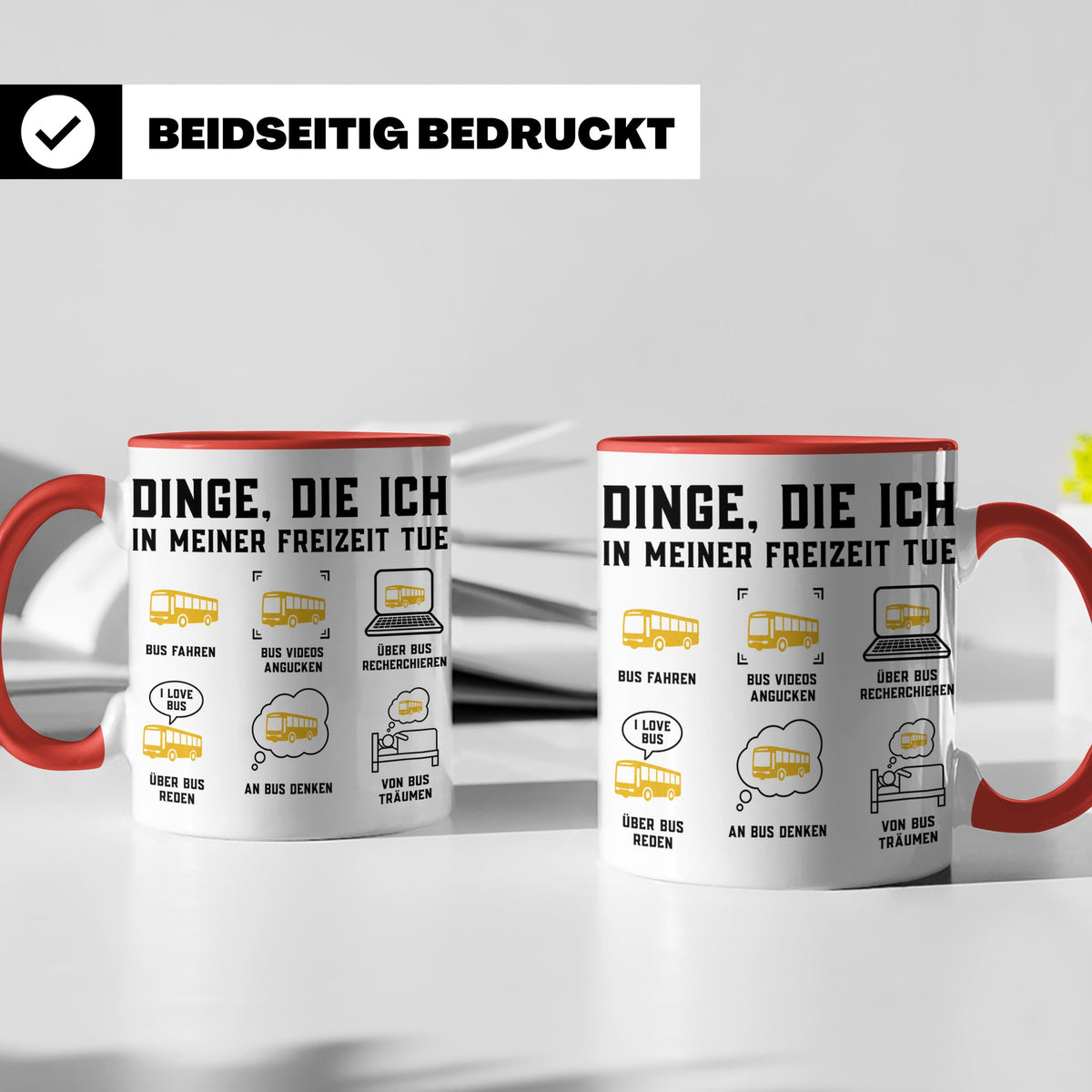 Busfahrer Tasse Dinge die ich tue lustiger Spruch, Geschenk  – Rot [farbe:rot]